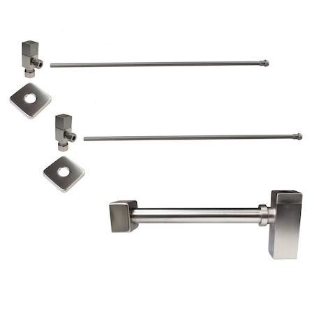 Westbrass Qubic 1/4-Turn Lavatory Supply Kit W/ Valves & Risers in Satin Nickel D1338QSL-07